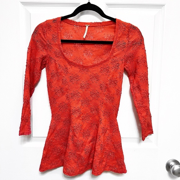 Free People Tops - Free People Daisy Pointelle Peplum Top